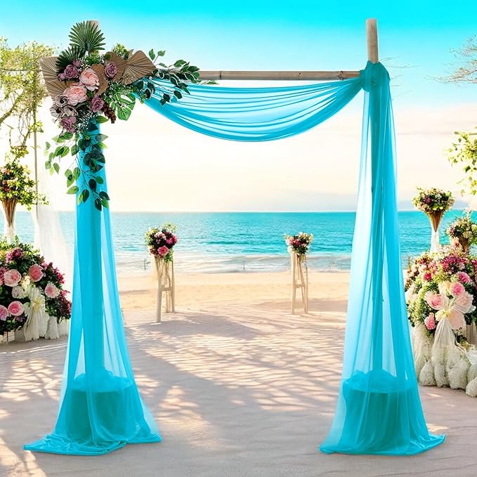 MDS Halloween Chiffon Draping Fabric - 1 Panel, 30" Wide x 50ft Long - Sheer Spooky Arbor & Canopy Drapery for Haunted House Backdrops, Party Ceilings, DIY Costumes & Themed Events - Peacock Blue