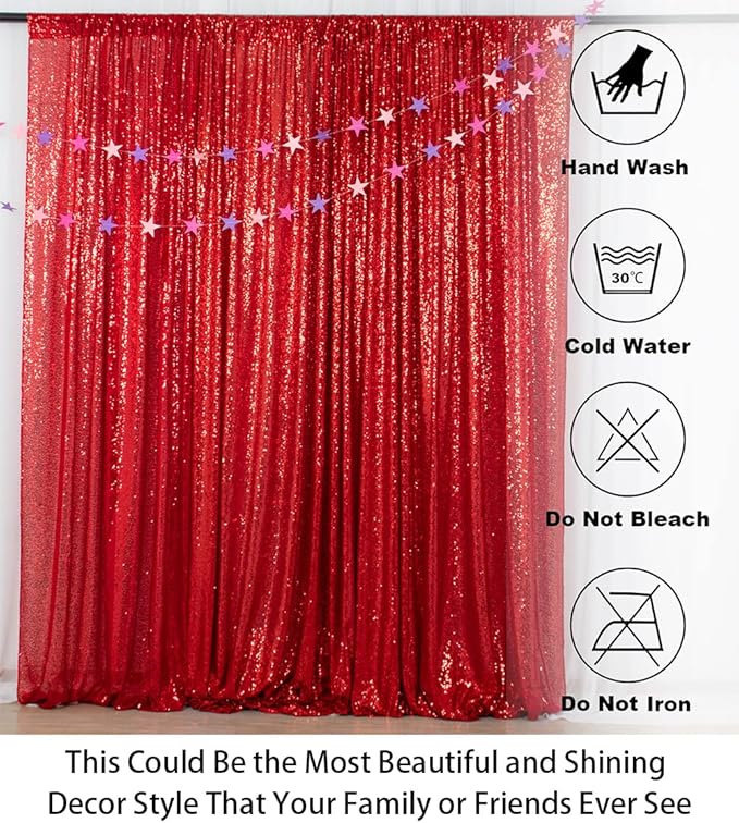 ShinyBeauty Red Sequin-Backdrop-20FTx10FT Sequin Fabric Backdrop for Photoshoot Red Wedding Drapes Heavy Duty Backdrop 10FT Glitter Backdrops Happy Birthday, Baby Shower Background