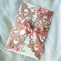 Laser Cut Wedding Invitations Cards, 25PCS – Rose Gold