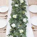 13Ft Artificial Eucalyptus Flower Garland with Roses, 2 Pack – White