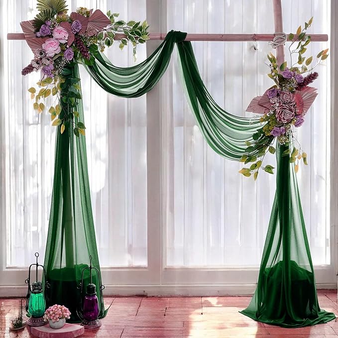 MDS Halloween Chiffon Draping Fabric - 1 Panel, 30" Wide x 50ft Long - Sheer Spooky Arbor & Canopy Drapery for Haunted House Backdrops, Party Ceilings, DIY Costumes & Themed Events - Hunter Green
