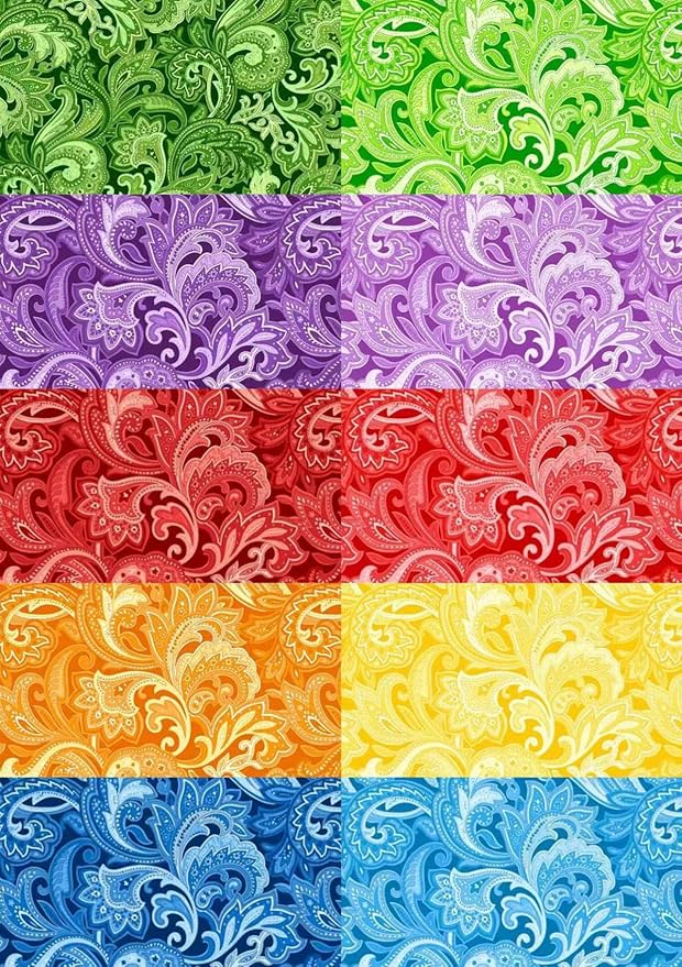 8"x 8" 50 PCS 100% Cotton Floral Fabric Squares Bundles Quilting Supplies for Sewing DIY & Quilt Beginners— Paisley