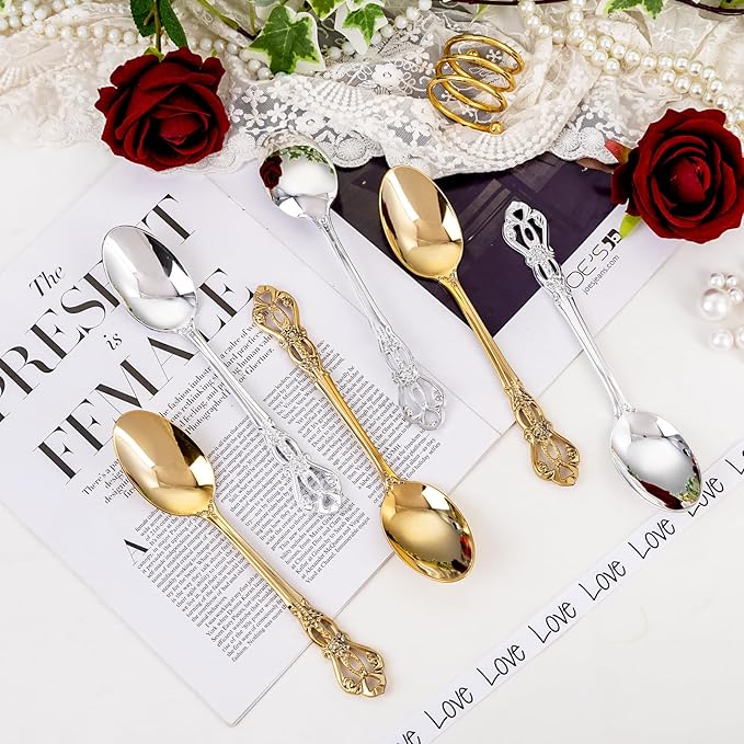 75PCS Silver Plastic Spoons - Silver Spoons Disposable - 8.1 Inch Heavy Duty Plastic Silverware - Heavyweight Elegant Disposable Utensils for Catering, Parties, Dinners, Weddings