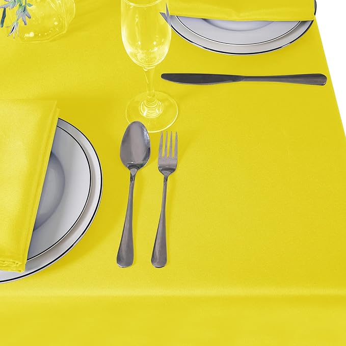 Cupuamon Square Tablecloth 52x52 inch Washable Polyester Fabric Table Cloth for Wedding Party Dining Banquet Decoration（52x52,Yellow）
