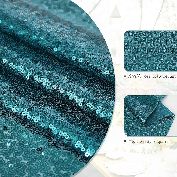 Eternal Beauty Teal Table Runner , 5PCS-12X108 Sequin Table Runner Decorations for Birthday Parties, Banquets, Graduations,Christmas