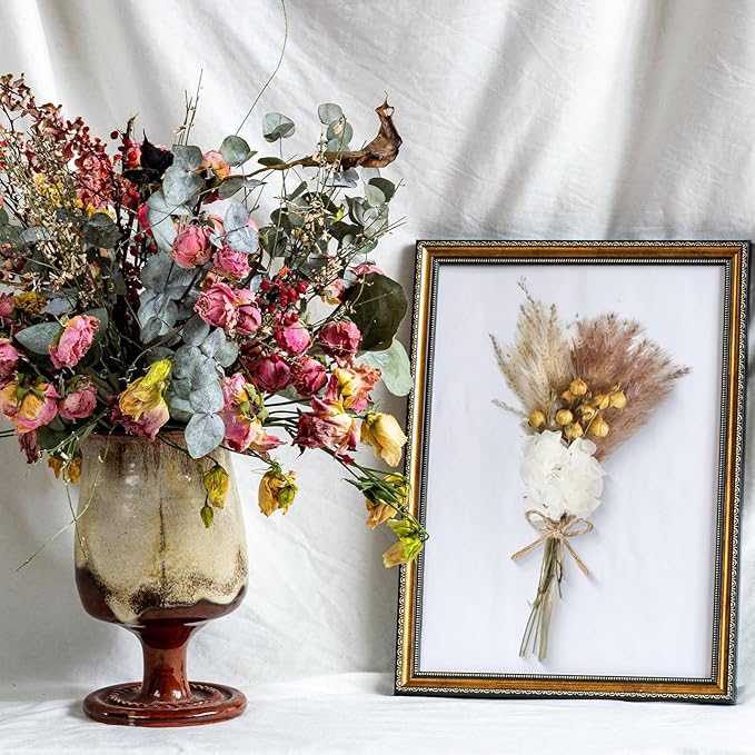 12/24 Pack Dried Flowers for Vase Various Mini Bouquet Dried Small Wildflowers Natural Real Flowers Bulk for Crafts DIY Wedding Decor (12, Plain Colour)