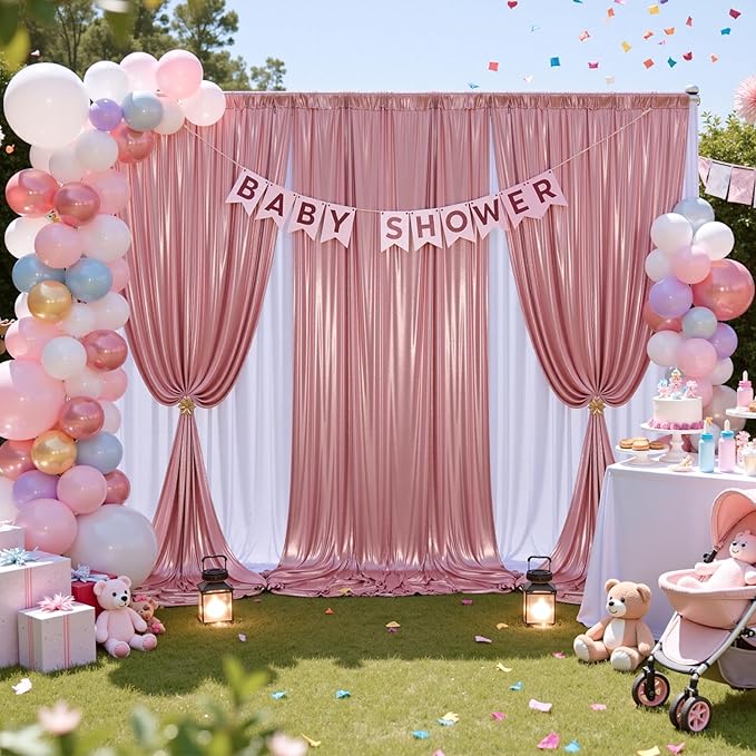 20ftx10ft Rose Gold Sequin Backdrop Curtain Panels for Parties, Wrinkle Free Glitter Photo Backdrop Drapes 4 Panels 5x10FT Shimmer Back Drop Cloth for Wedding Birthday Christmas Photography Background