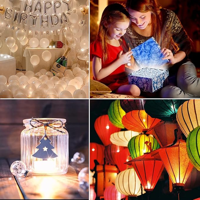 Aogist 100pcs White Balloon Lights,Long Standby Time Waterproof Mini Light,Battery Powered,Round LED Ball Lamp for Latex Balloon Paper Lantern Party Wedding Festival Christmas Halloween Decorative