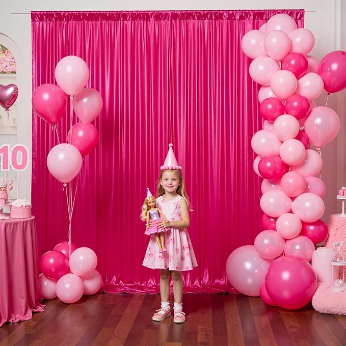 Backdrop Curtain, Hot Pink Sequin, 4 Panels (Each 5x10 Ft)