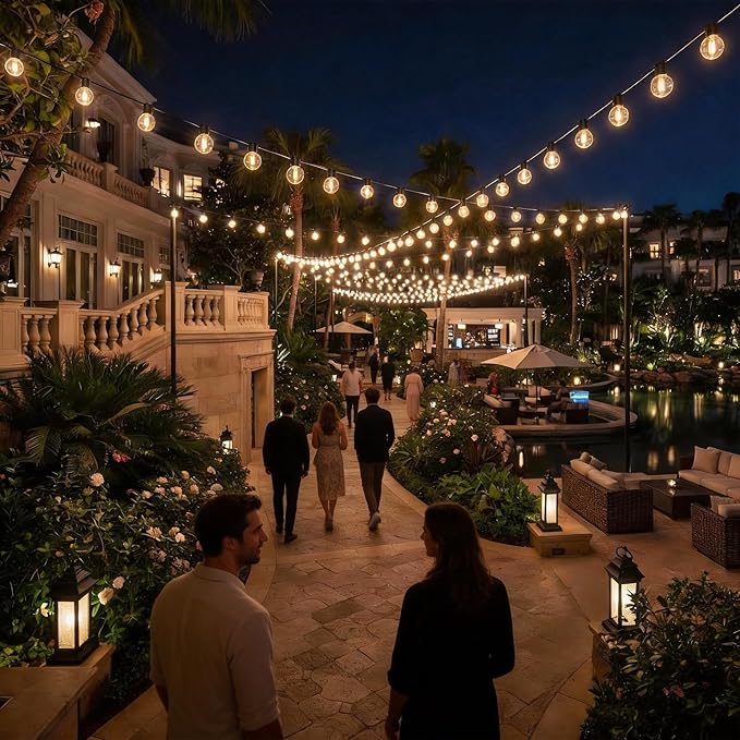 String Lights for Outdoor Use, 200 FT Dual-Zone LED in Warm White