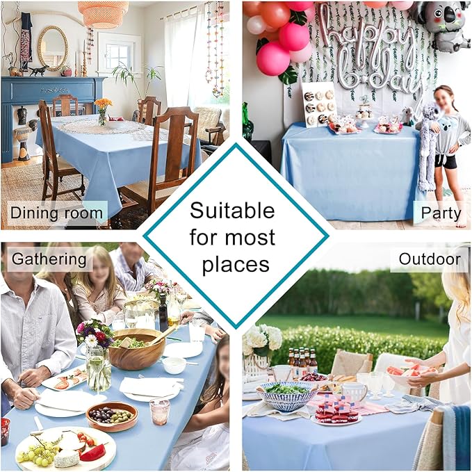 Hiasan Dusty Blue Tablecloth for Rectangle Tables - Waterproof Washable Polyester Fabric Table Cloth for Buffect Dining Birthday Party Wedding, 54 x 108 Inch