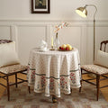Designer Vintage Floral Round Tablecloth – Linen, Fall Colorful Modern