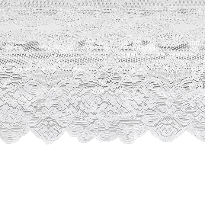 Juvale Lace Tablecloth - 60 x 97-Inch White Rectangular Table Cloth - Vintage Floral Scalloped Edge Elegant Dainty Tea Party Tablecloth & Wedding Reception Decor (Pack of 2)
