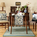 Decorative Small Table Runner Long, 63 Inches – Linen, Chinoiserie Blue