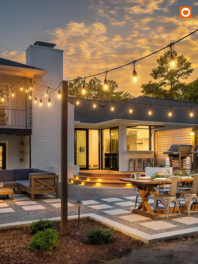String Lights 72 FT Outdoor Warm White LED Shatterproof Edison Bulbs