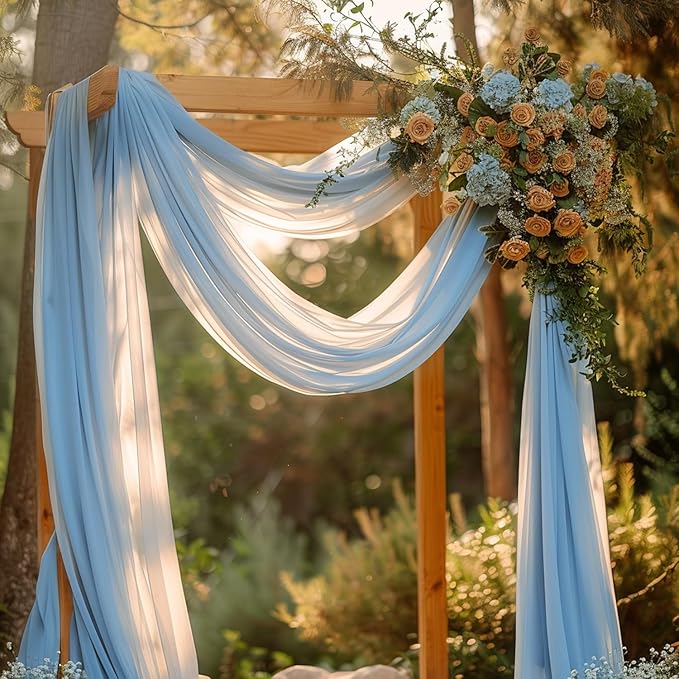 Wokceer Wedding Arch Draping Fabric 28.7" x 20FT Baby Blue Sheer Drapes Backdrop Arch Draping Fabric for Wedding Ceremony Birthday Party Bridal Shower Decoration