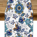 Oriental Paisley Table Runner, Luxury Vintage Blue Teal Floral Butterflies Print Table Runner for Home Dining Kitchen Coffee Table Party Decor, 13x36inch