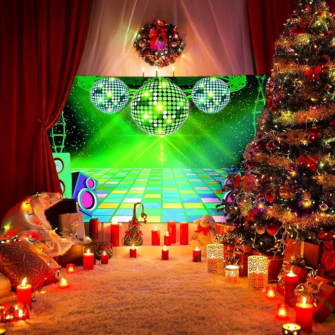 Dance Party Backdrop Retro 80s 90s Theme Stage Dance Ball Music Birthday Party Decoration DJ Photography Background 5 x 3 ft for Baby Shower Picture Photo Shoot Polyester Fabric, Red