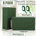 Floral Foam Blocks with 2 Rolls Floral Tape 5.5''L X 3.1''W, 8 Pieces