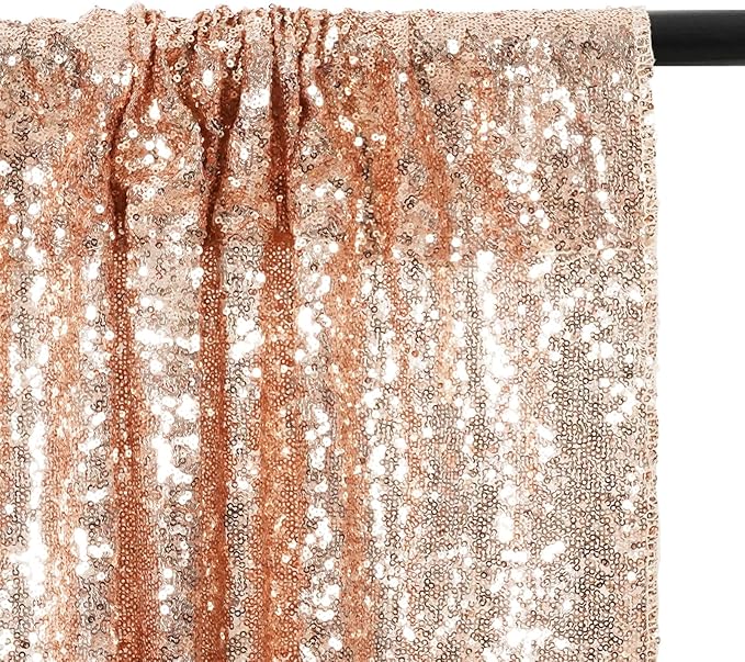 Eternal Beauty Rose Gold Sequin Backdrop, 6x6 Ft Glitter Background Curtains for Shimmer Photography Party Wedding Birthday Back Drop Decor