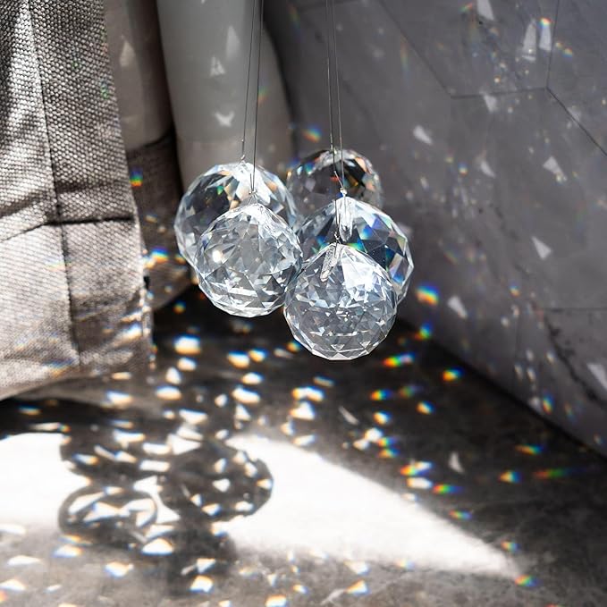 Crystalsuncatcher 20mm/0.78inch Clear Glass Crystal Ball Prism Feng Shui Lamp Hanging Drop Chandelier Pendants Suncatchers Pack of 12 pcs