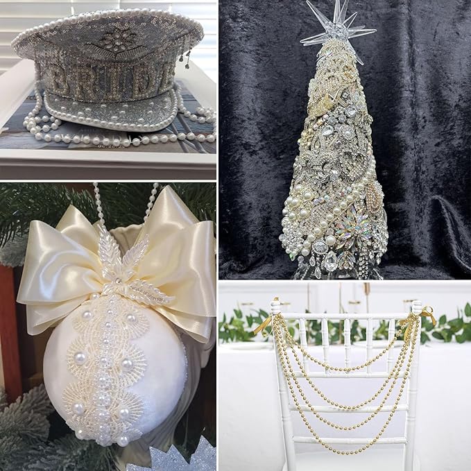 Beaded Trim, 5mm Ivory Pearl Garland Roll, 118 Feet Long