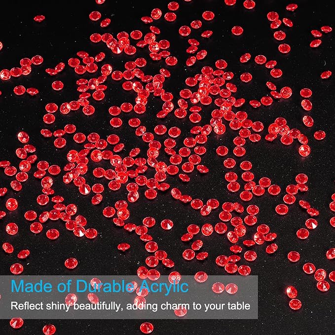 PATIKIL 4000 Pcs Wedding Table Scatter Confetti Crystals 6 mm Acrylic Diamonds Vase Fillers Gems for Table Centerpiece Decorations Party Vase Beads, Dark Red