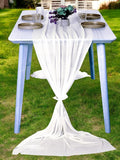 MDS 25 Pack 10ft Chiffon Table Runner 29 x 120 Inches Sheer Wedding Runner Romantic Rustic Table Runner for Wedding Decorations, Birthday Parties, Bridal Shower Party Arch Decor - Ivory