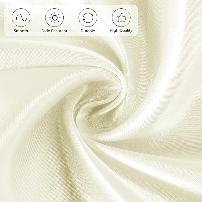 Ruisita 120 Inches Round Satin Tablecloths Ivory Overlay Round Satin Table Cover Bright Silk Smooth Fabric Tablecloth for Wedding Banquet Tables Decoration
