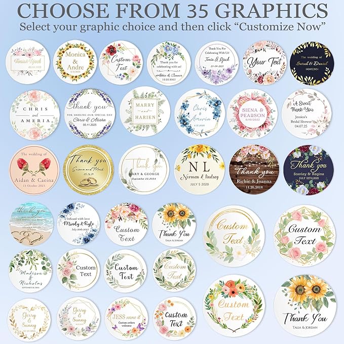 Custom Round Sticker Labels Personalized Stickers with Logo&Text Design Sticker for Wedding Favors Businesses Logo Birthday Gift Boxes Label 50-1000 Pack
