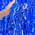 4 Pack Navy Blue Wavy Foil Fringe Curtains Party Decorations - 3.3 ft x 6.6 ft Streamer Tinsel Curtain Party Photo Backdrops for Birthday Party