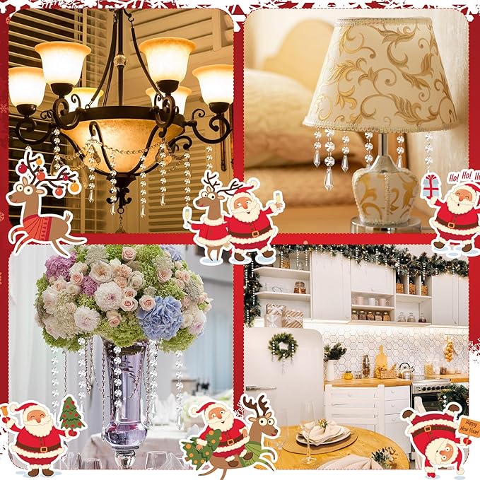 Nuenen 100 Pcs Acrylic Hanging Crystals for Centerpieces Chandelier Clear Crystal Garland Strands Ornament Acrylic Clear Beads Prisms Pendant for Christmas Tree Window Home Decoration(Icicle)
