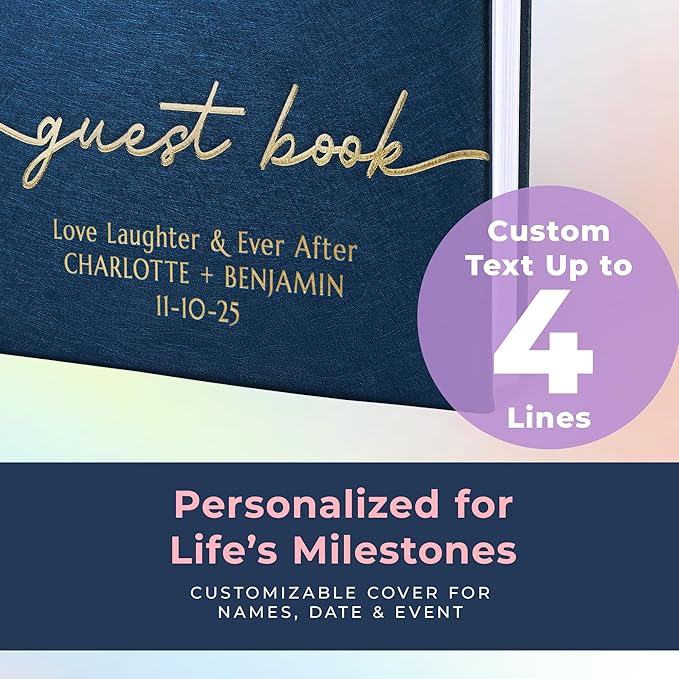 Guestbook for Parties with 110 Lined Pages and Vegan Leather Cover