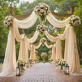 2 Panels Wedding Arch Draping Fabric Champagne Sheer Backdrop Curtain