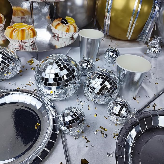 Hanging Disco Ball Ornaments, 54 Pcs Mini Mirror Set in 4 Sizes