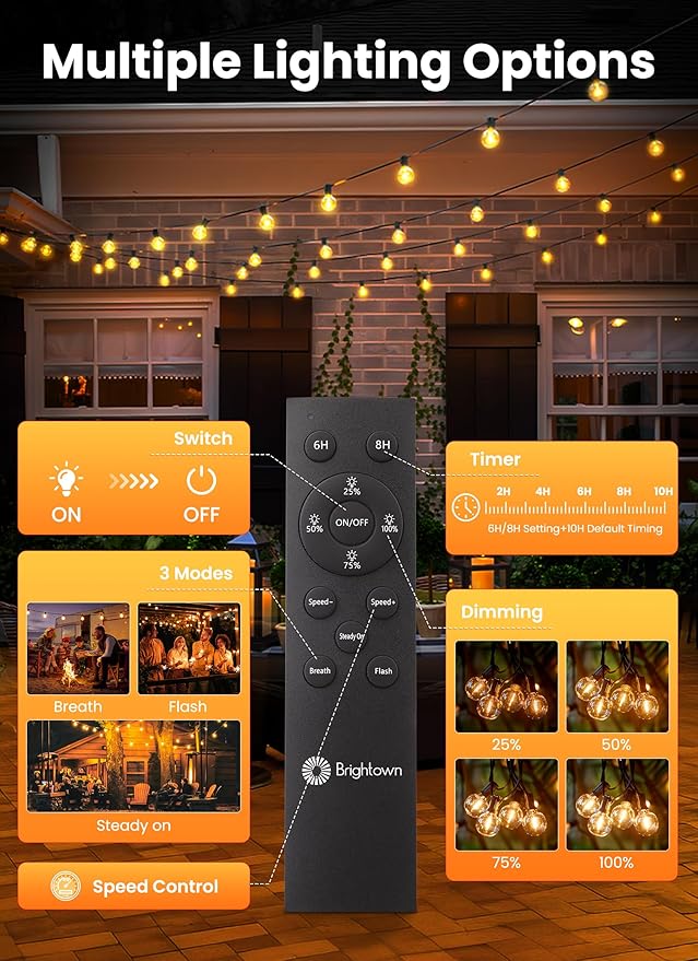 Solar String Lights, 158 Ft Outdoor Patio Lights with Remote, Warm White