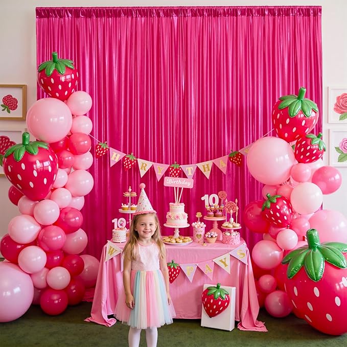 Backdrop Curtain, Hot Pink Sequin, 4 Panels (Each 5x10 Ft)