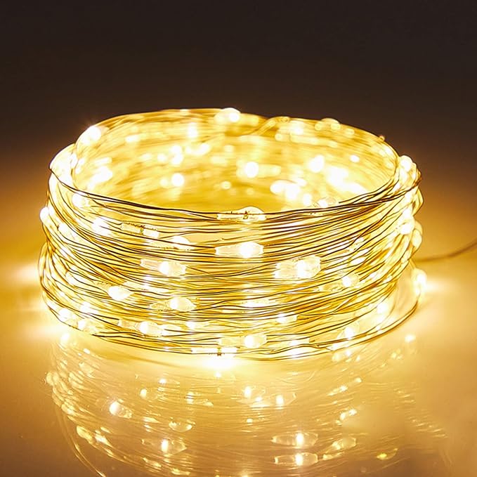 WATERGLIDE 12 Pack Fairy Lights Battery Operated (Included), 7 ft 20 LED Mini String Lights, Waterproof Silver Wire Firefly Starry Lights for DIY Wedding Christmas Party Mason Jars Decor, Warm White