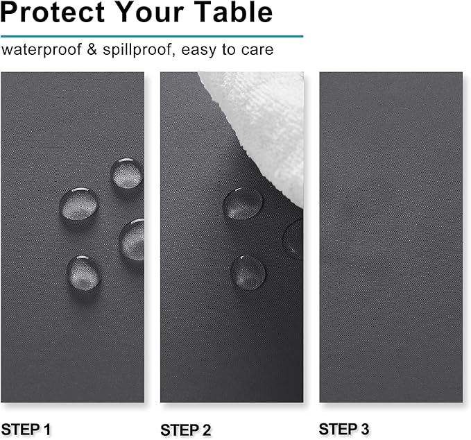 Hiasan 2 Pieces Rectangle Tablecloth - Waterproof and Spillproof Dining Room Washable Polyester Table Cloth for Dining Room, 60 x 120 Inch, Grey
