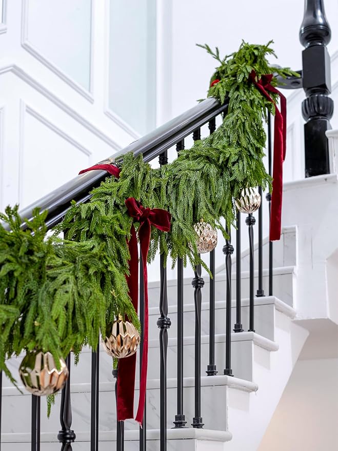 Garland 15 Ft Norfolk Pine Dark Green PE Christmas Decor