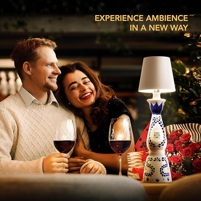 Wireless Bottle Lamp, For Any Type of Bottle - LED Bottle Lamp for Indoor & Outdoor - 100% Waterproof - Adjustable Brightness and Light Temperature 3000-6000K - Wireless & Rechargeable (White)