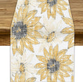 Chrysanthemum Vintage Floral Table Runner, Elegant Grunge Orange Sunflower Spring Summer Elegant Pattern Artichokes Flower Table Runner for Party Kitchen Dining Living Room Decor, 13x70 Inch