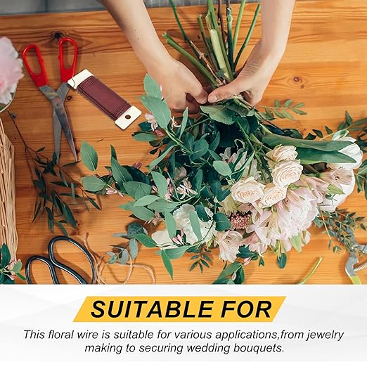 MECCANIXITY 190 Yards/575 Feet Metal Floral Wire 21 Gauge Green Flexible Paddle Thin Floral Wires for Craft, Christmas Wreath, Flower Arrangement, Wedding, Total 5 Roll