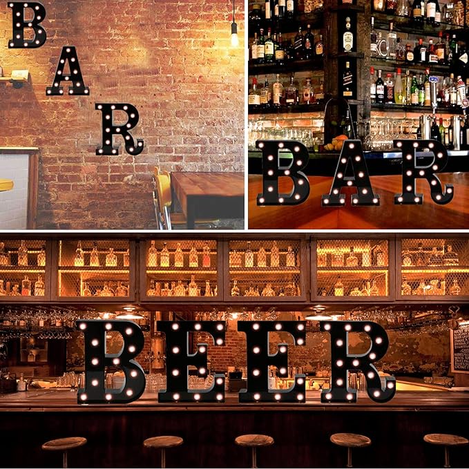 OYCBUZO Light Up Black Alphabet Marquee Letters Sign LED Marquee Number Lights Sign for Night Light Home Bar Christmas Lamp Birthday Party Wedding Decoration D