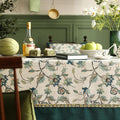 Patdrea Designer Linen Rectangle Tablecloth – Green, Vintage Floral