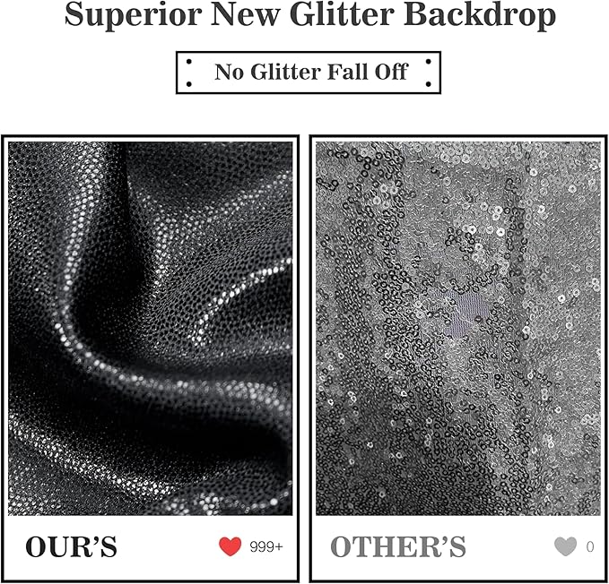 Outpain Thick 30 ft x 10 ft Black Sequin Backdrop Curtain for Parties, Wrinkle Free Glitter Photo Backdrop Drapes 6 Panels 5x10ft Black Back Drop Cloth for Wedding Christmas Photography Background