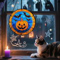 Stained Glass Window Hanging, Halloween Evil Pumpkin Suncatcher