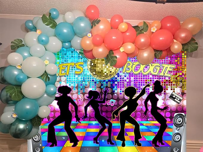 Disco Backdrop 7X5ft Retro Glow Party 70s 80s 90s Theme Stage Dance Background Disco Party Decoration Disco Ball Banner Dance Backdrop for Birthday Party Prom Portrait Photo Props Polyester, Multi
