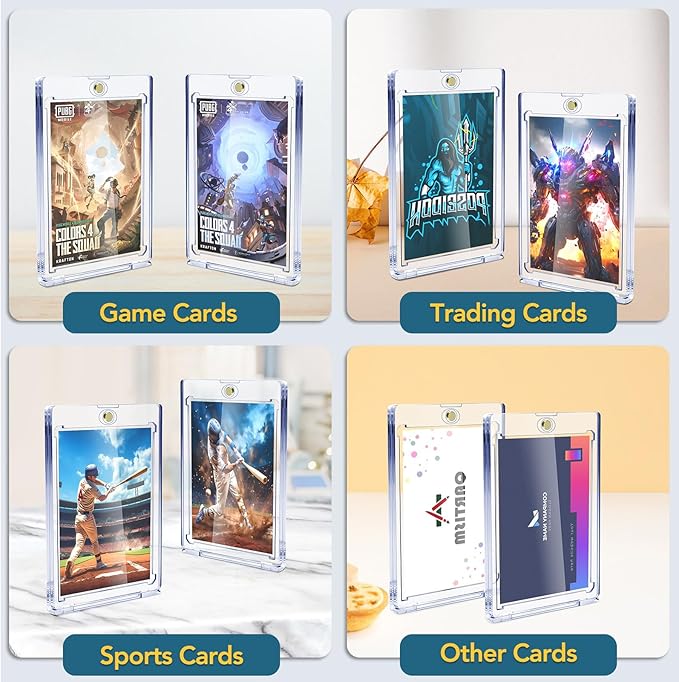 20ct Magnetic Card Holders, 35pt One Touch Card Holder, U-V Protection Hard Plastic Case for Trading Cards, Display Case for Sports, Baseball, Football, Game Cards