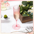 Champagne Glasses 48 Pack, 5.5 oz Pink Plastic Flutes with Detachable Stems